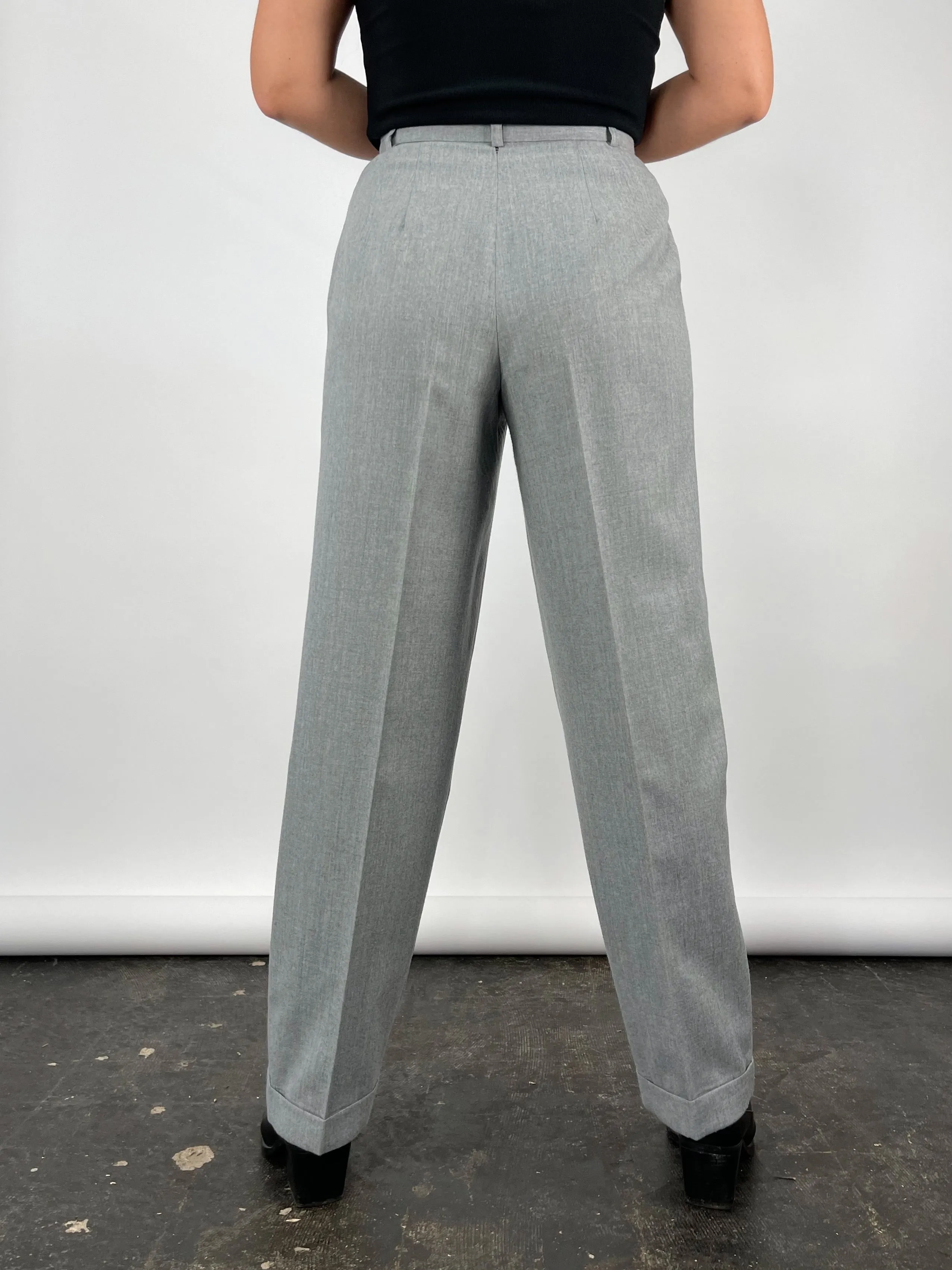 90s Vintage Talbots Grey Wool Pleated Trousers (W28")