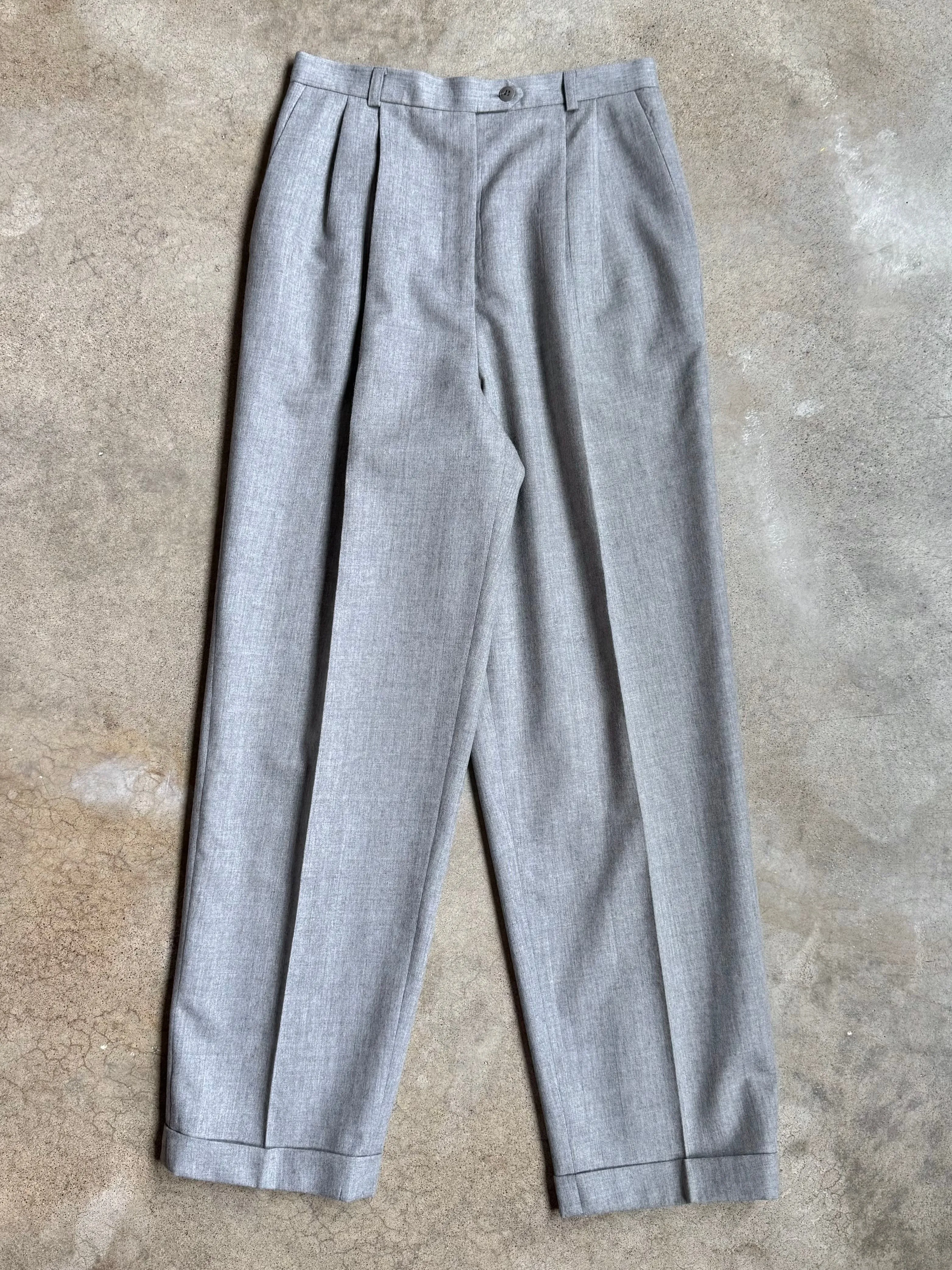 90s Vintage Talbots Grey Wool Pleated Trousers (W28")