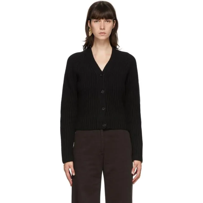 Acne Studios Black Ribbed Wool Cardigan