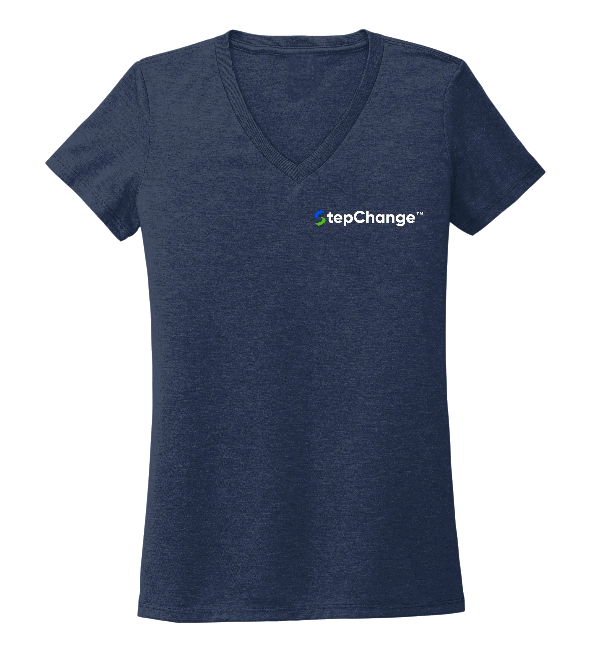 Alexandra Catherine, Fleur Pink Lobster, Women's V-neck T-shirt in Deep Sea Blue