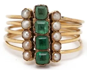 Antique Emerald and Pearl Harem Ring