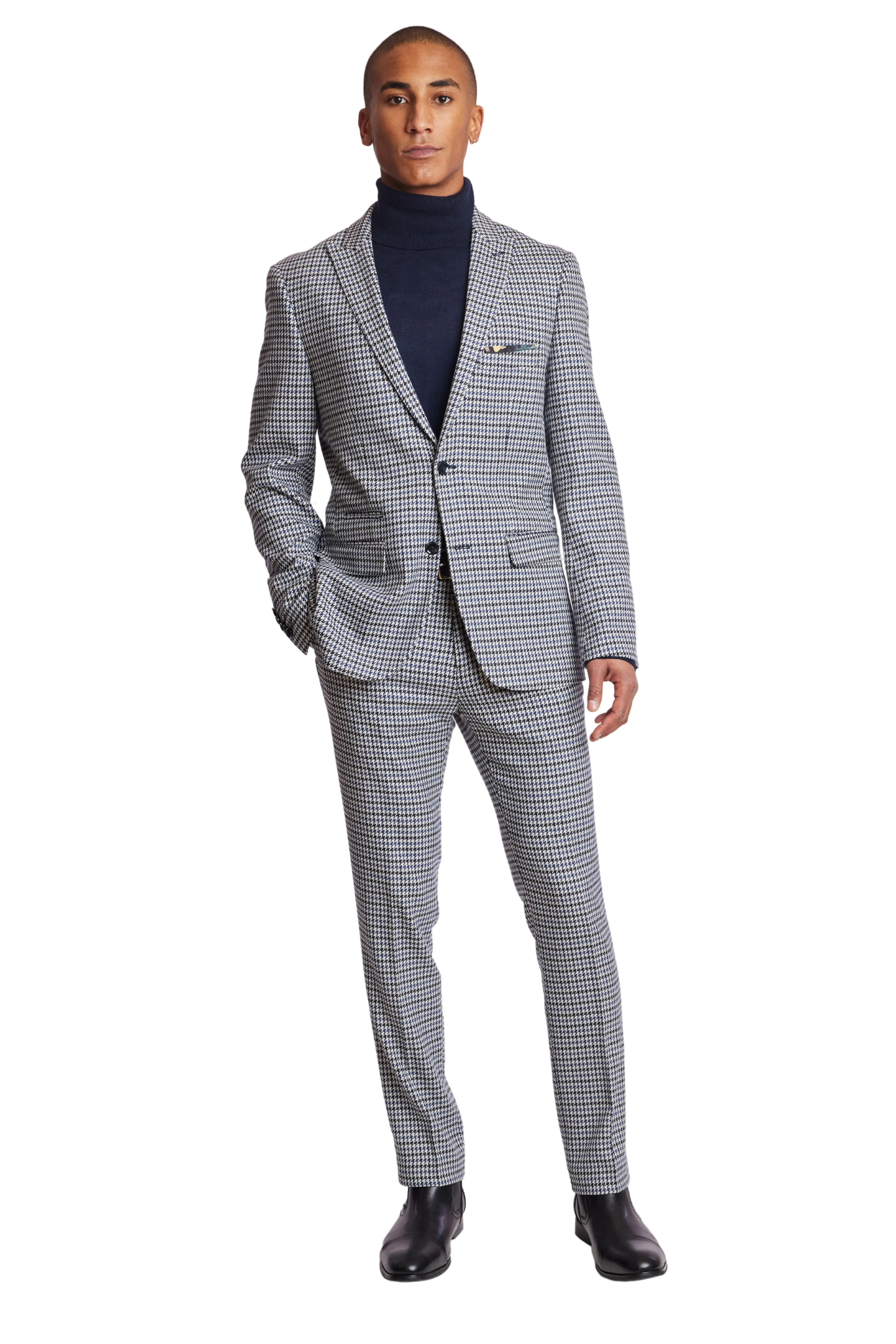 Ashton Peak Jacket - slim - Blue White Houndstooth