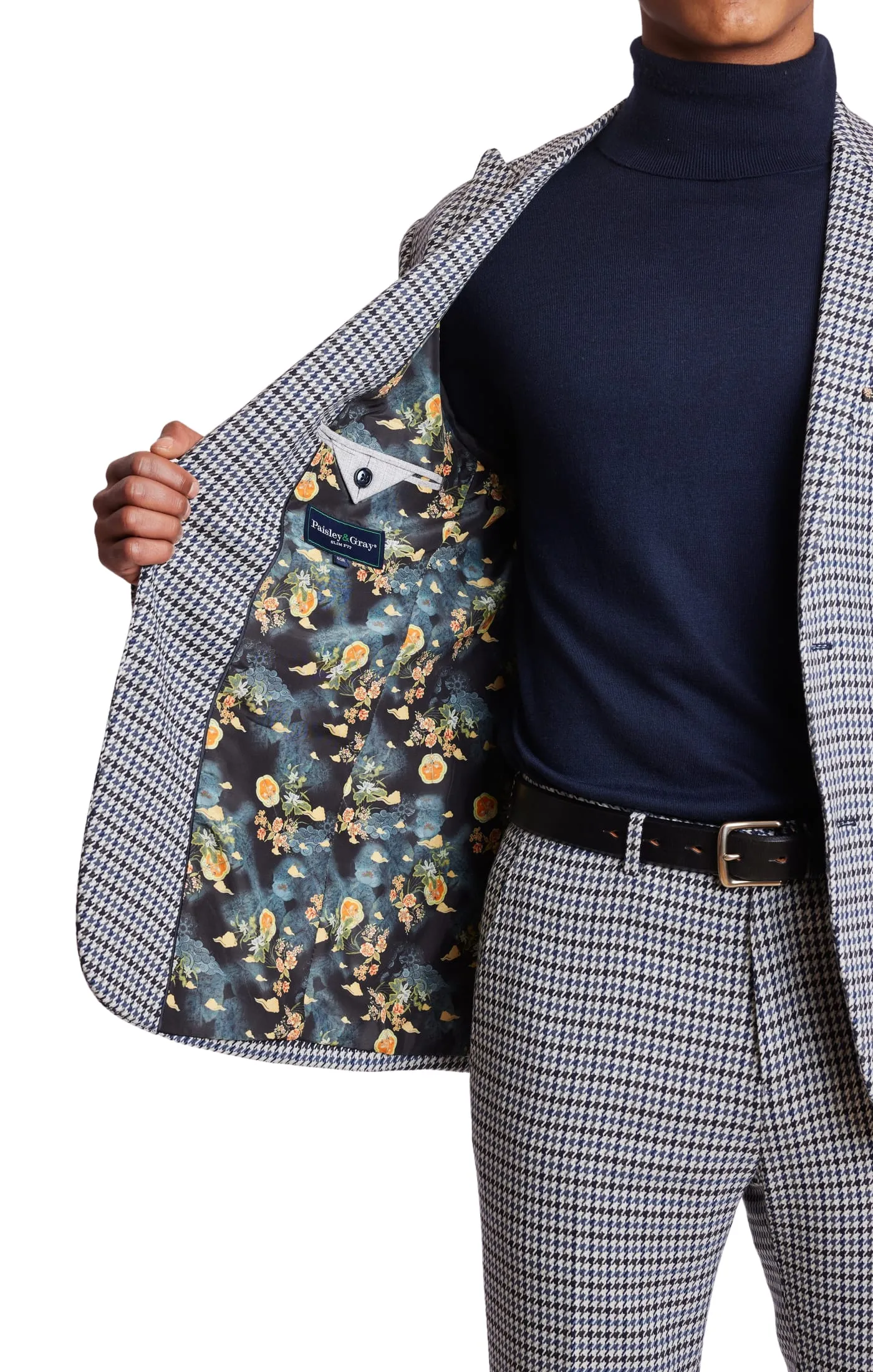 Ashton Peak Jacket - slim - Blue White Houndstooth