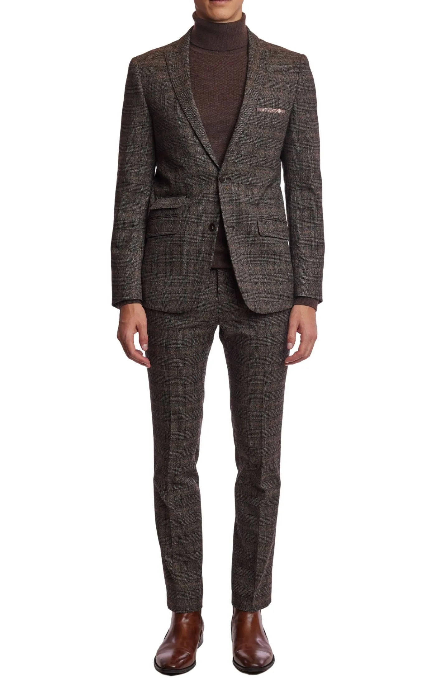 Ashton Peak Jacket - slim - Brown Camel Plaid