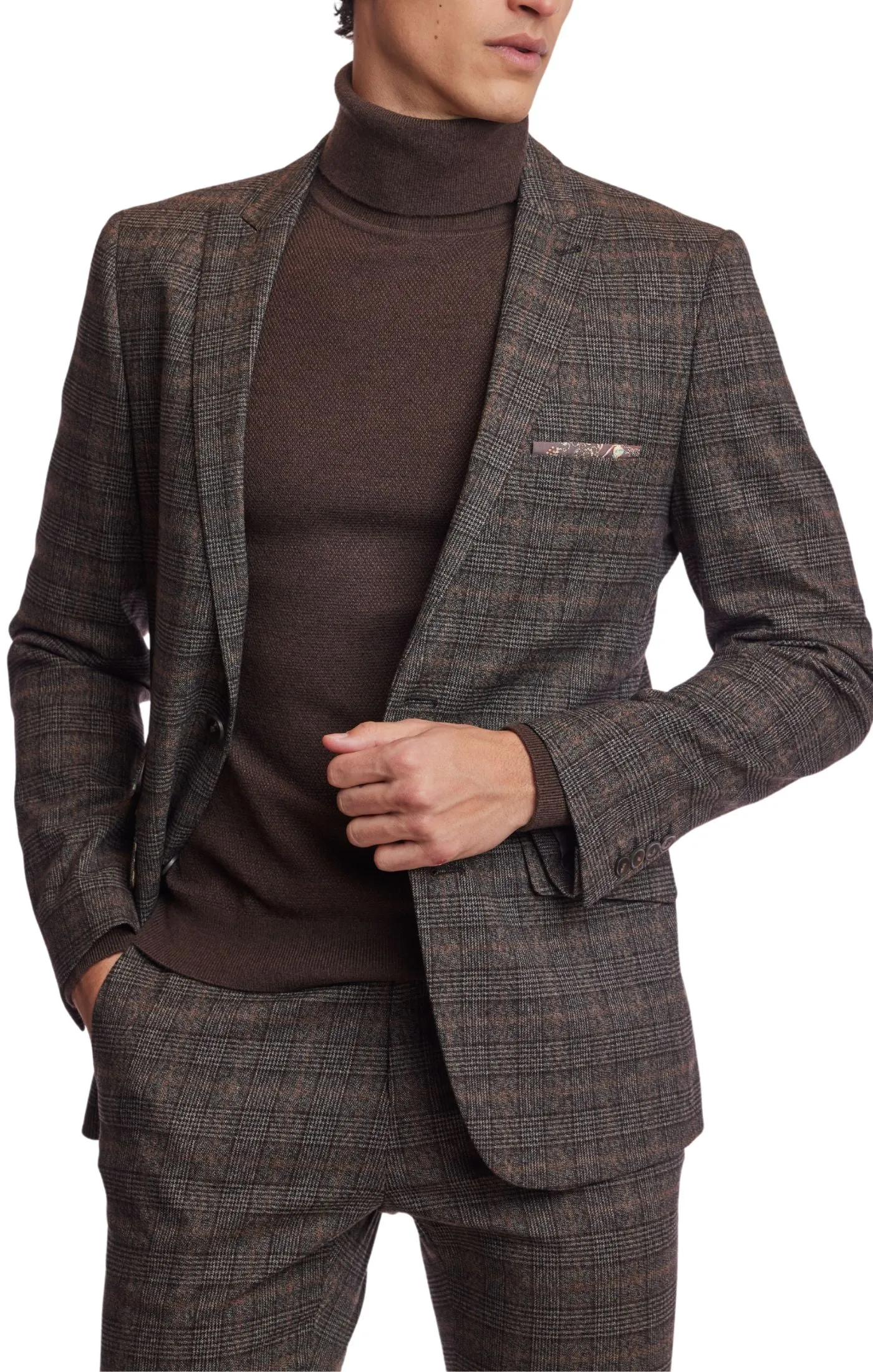 Ashton Peak Jacket - slim - Brown Camel Plaid