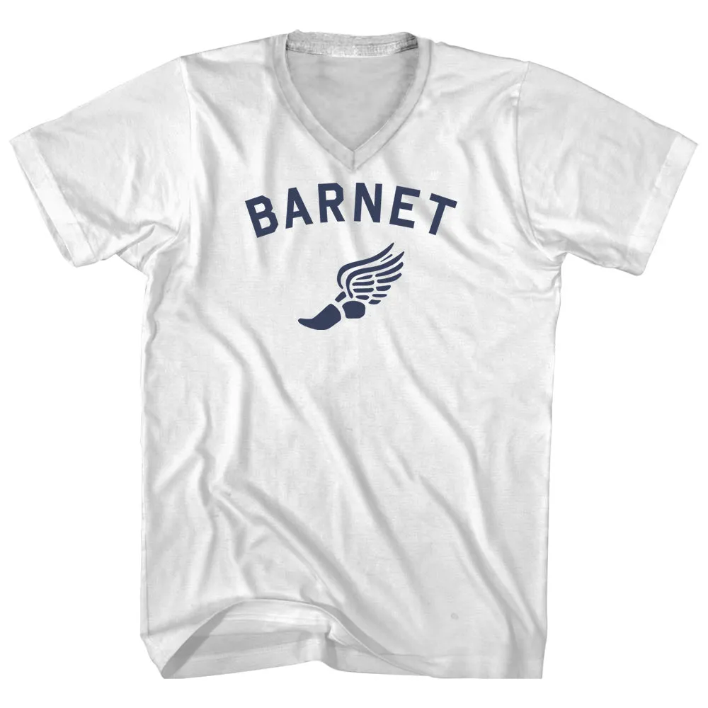 Barnet Running Track Winged Foot Adult Cotton V-neck T-shirt