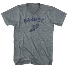 Barnet Running Track Winged Foot Adult Tri-Blend V-neck T-shirt