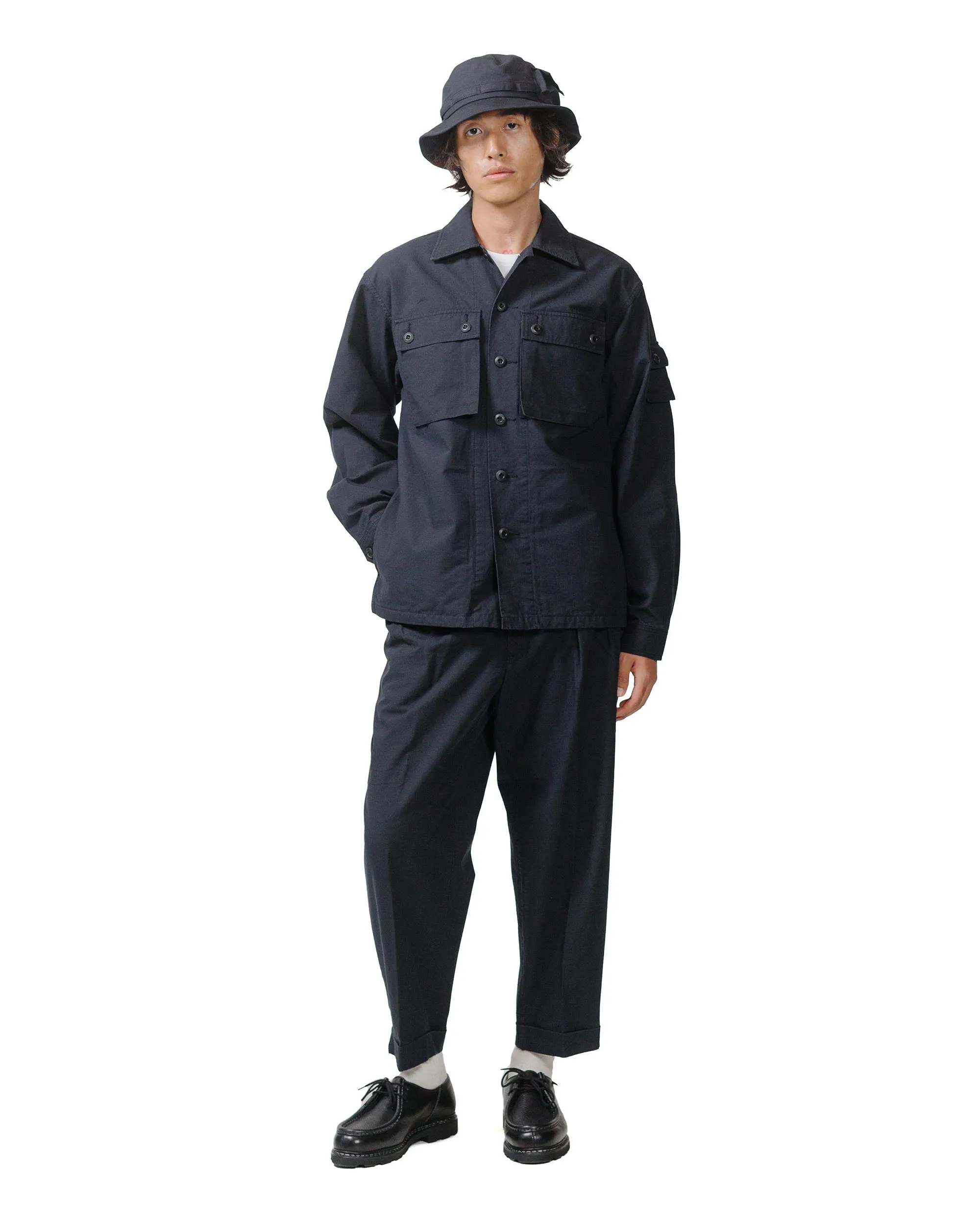 Beams Plus Lost & Found 2Pleats Cotton Ripstop Black