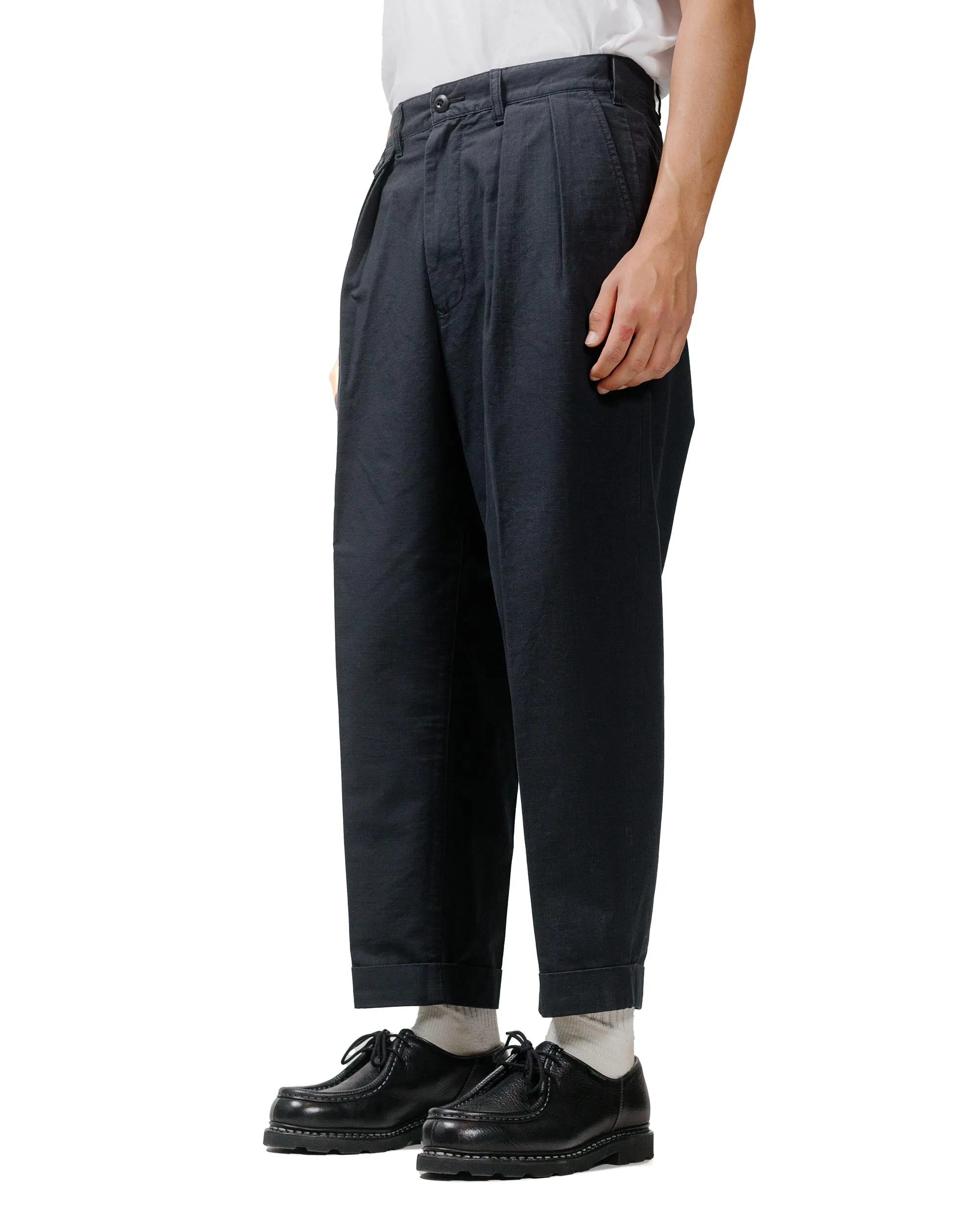 Beams Plus Lost & Found 2Pleats Cotton Ripstop Black