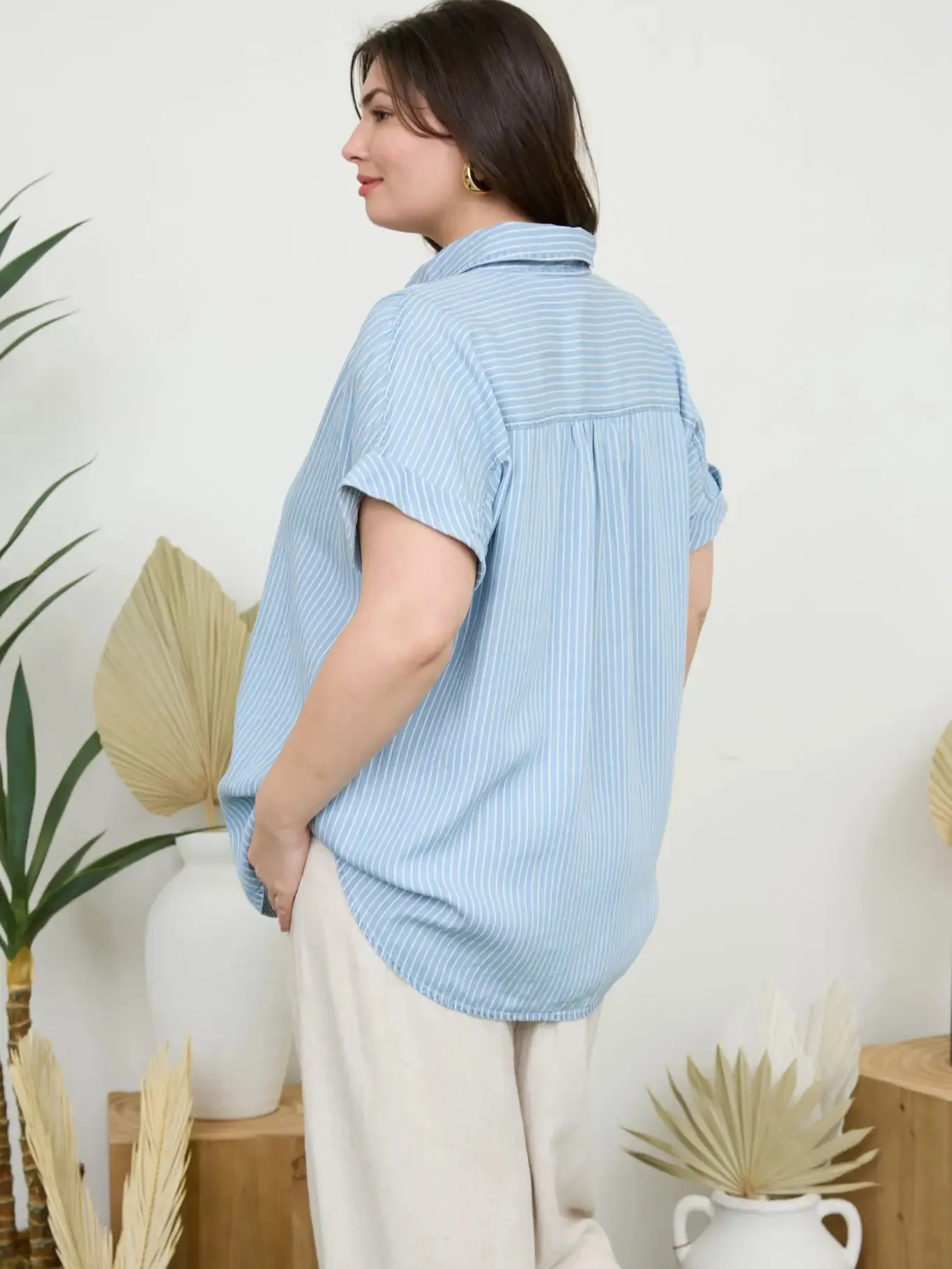 Chambray Short Sleeve Top