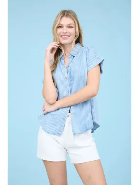 Chambray Short Sleeve Top