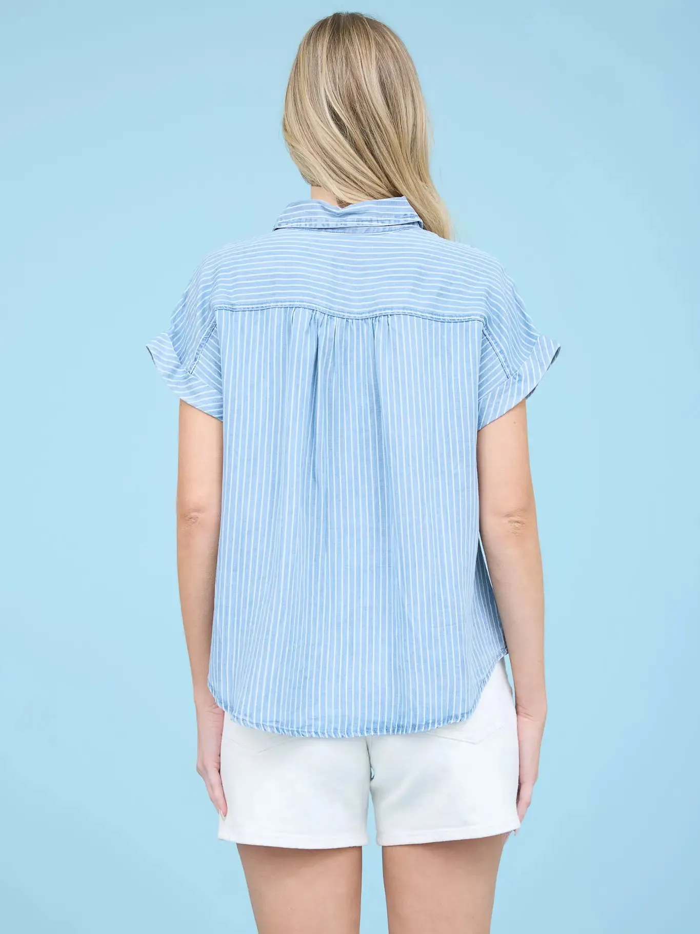 Chambray Short Sleeve Top