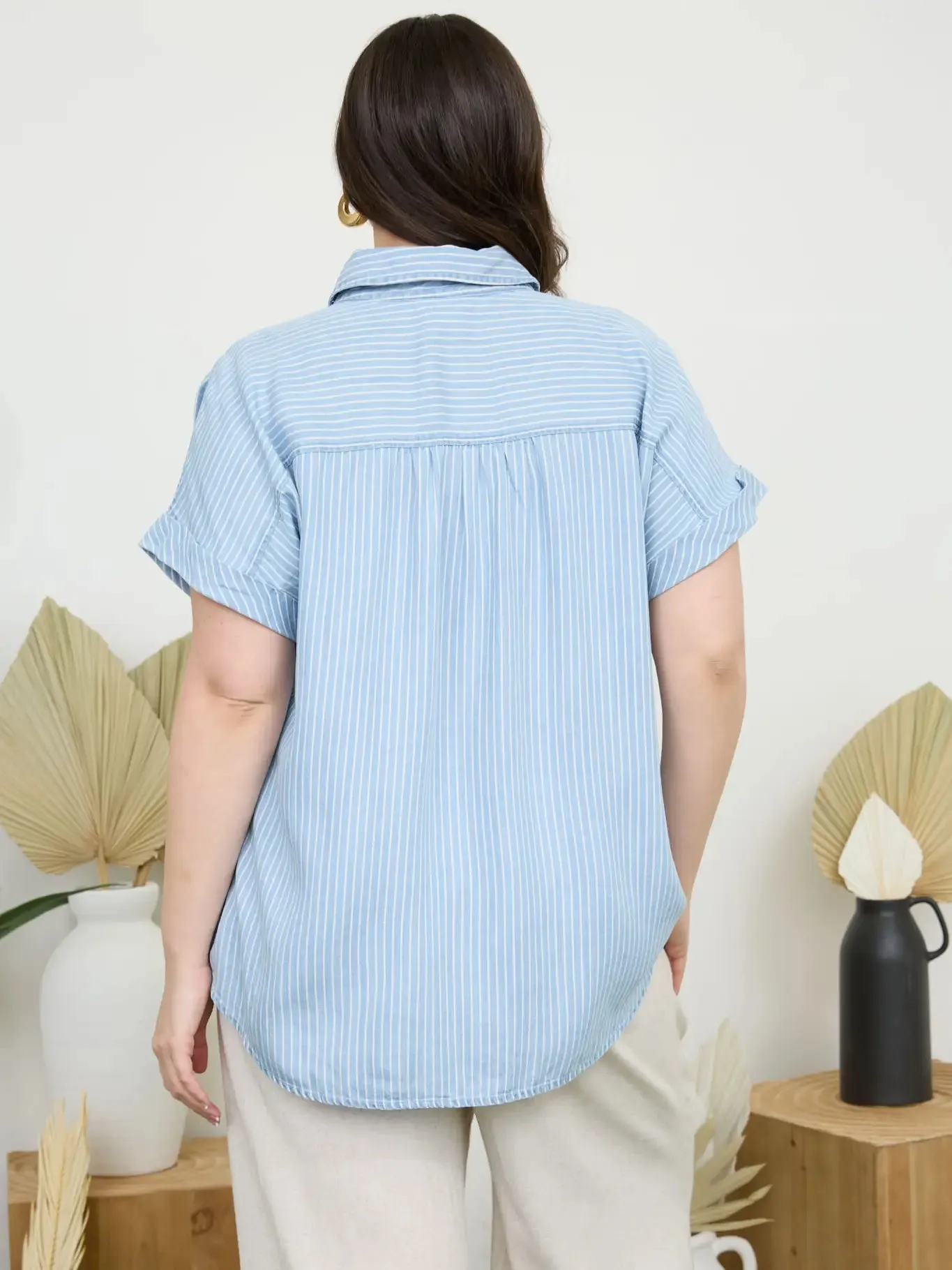 Chambray Short Sleeve Top