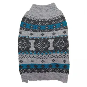 Fashion Pet Nordic Knit Dog Sweater - Gray - Medium (14"-19" Neck to Tail)