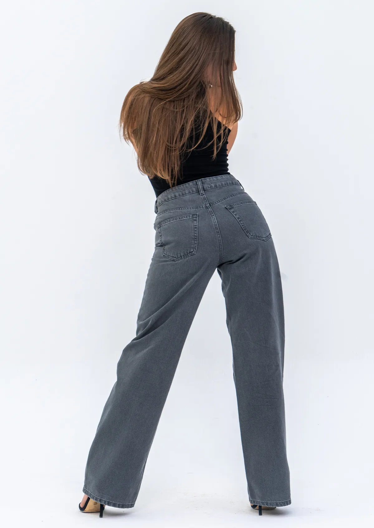Grey Wide Leg Jeans