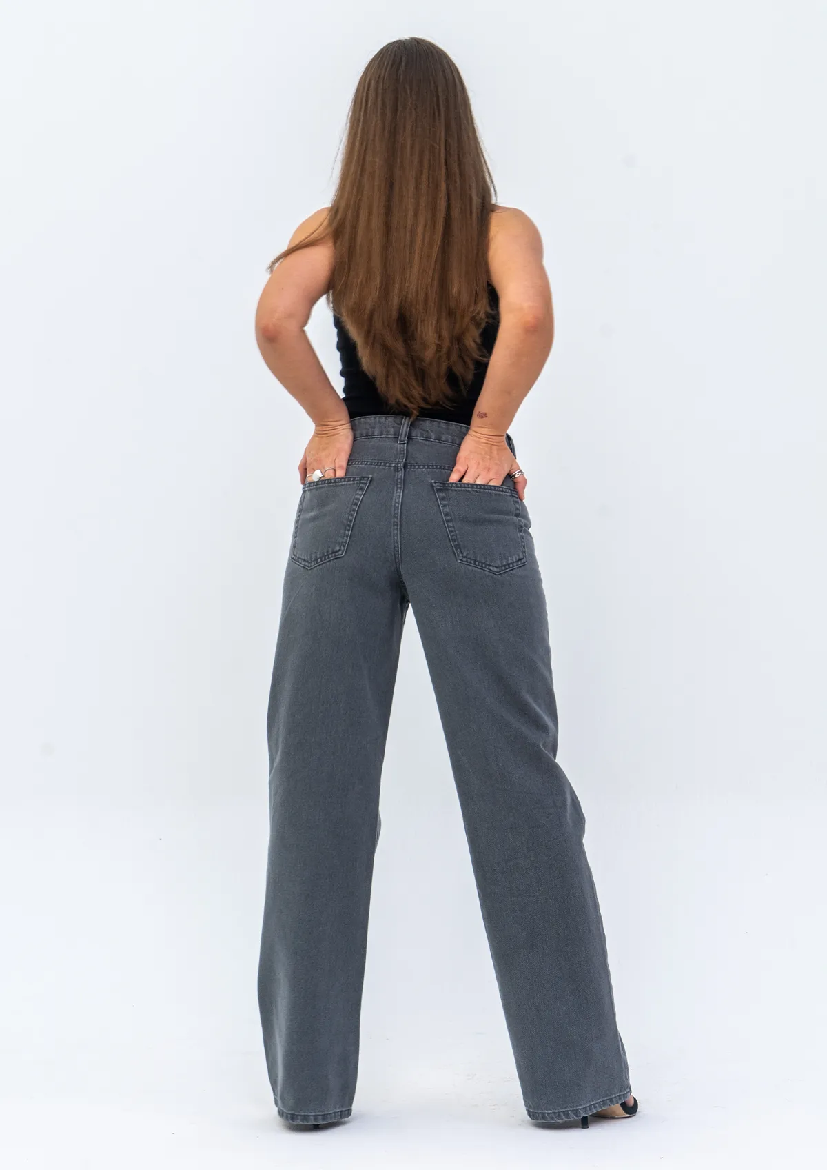 Grey Wide Leg Jeans