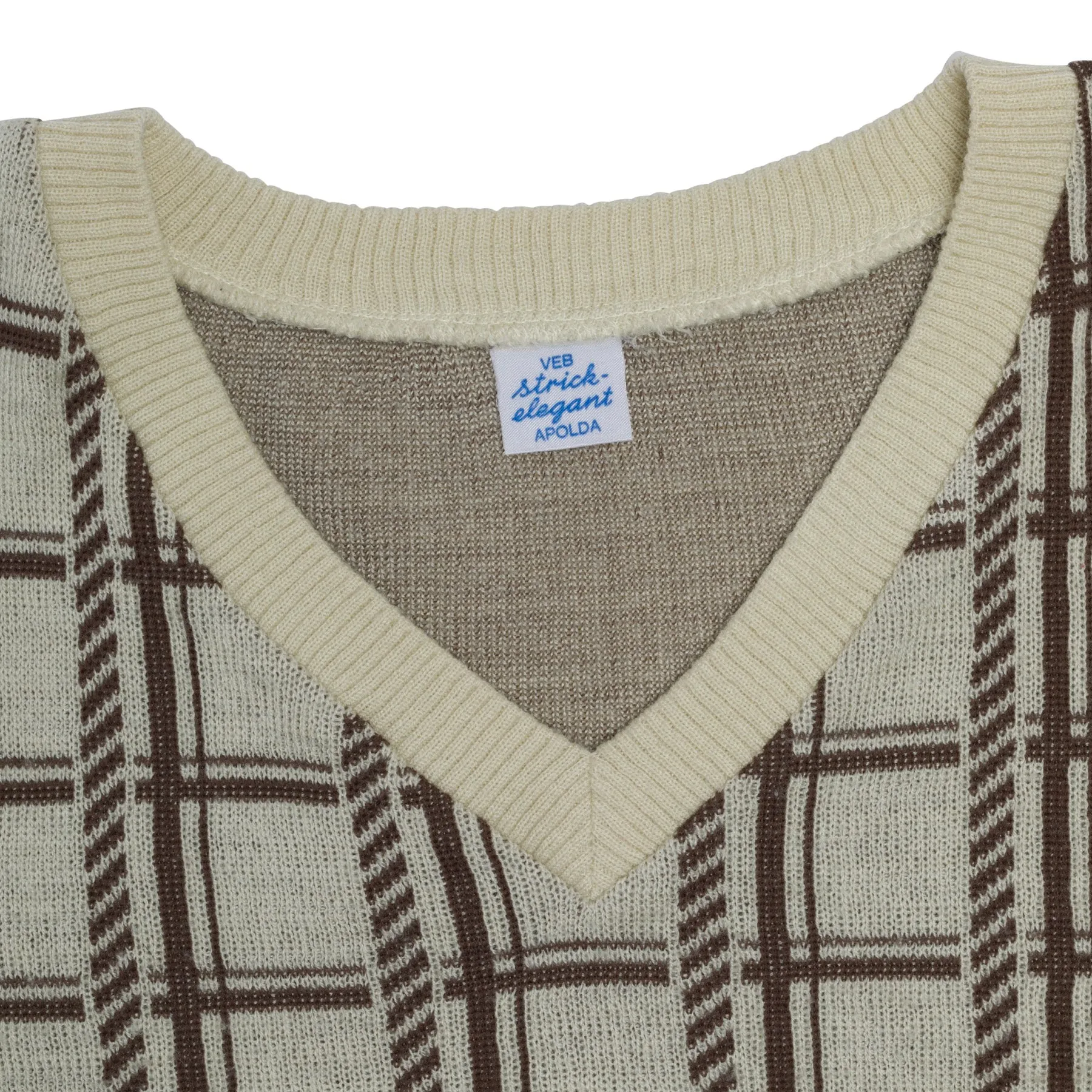 Intarsia Windowpane Schurwolle Pattern Rib Knit Vest