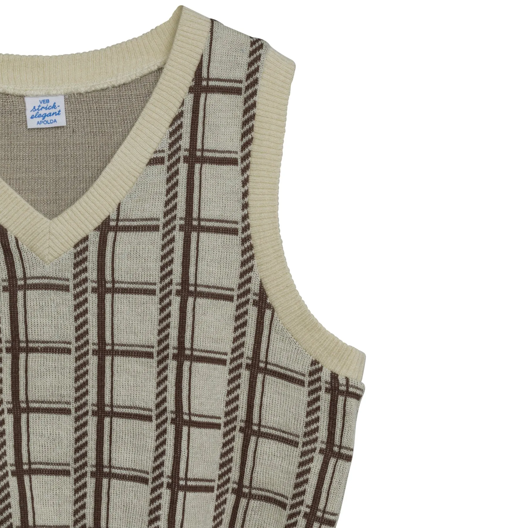 Intarsia Windowpane Schurwolle Pattern Rib Knit Vest