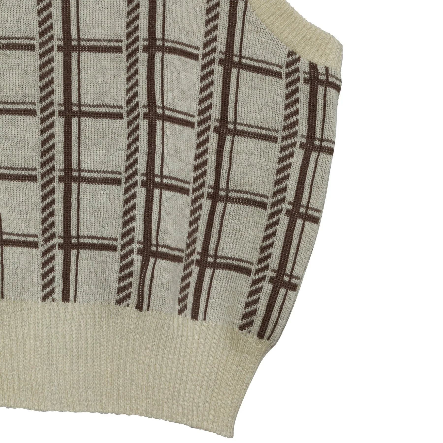 Intarsia Windowpane Schurwolle Pattern Rib Knit Vest