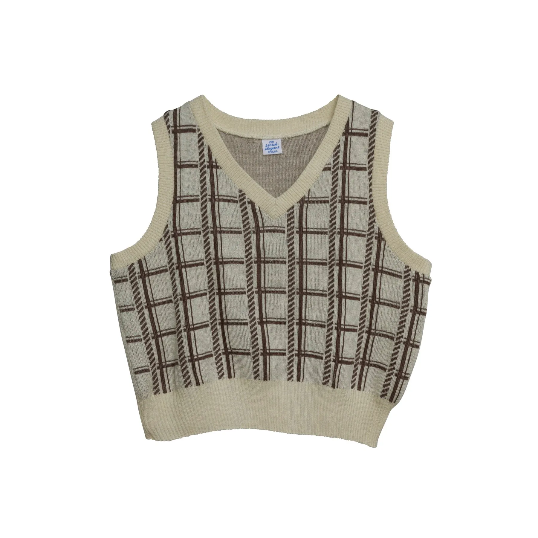 Intarsia Windowpane Schurwolle Pattern Rib Knit Vest