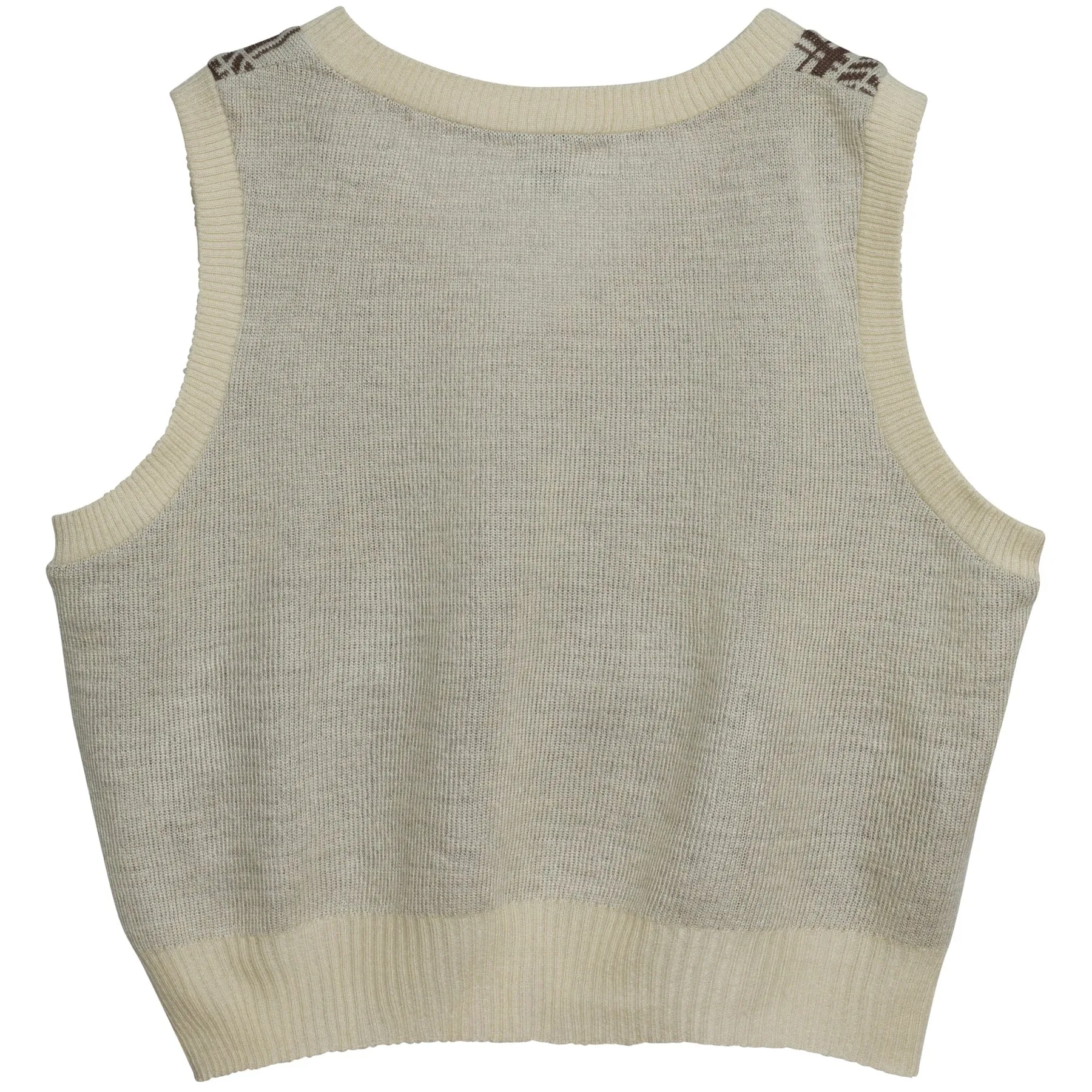 Intarsia Windowpane Schurwolle Pattern Rib Knit Vest