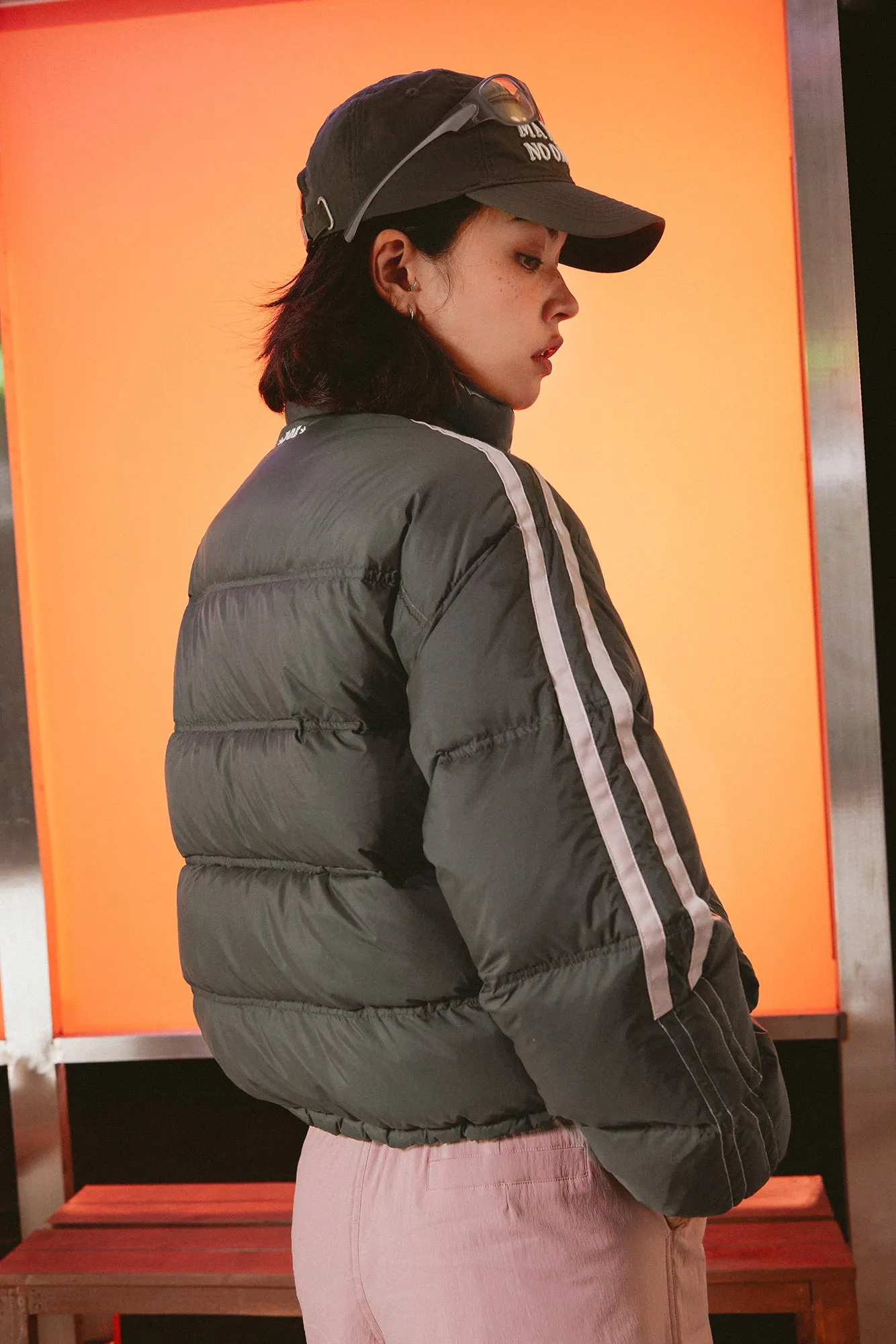 Logo Duck Down High Neck Padded Jacket