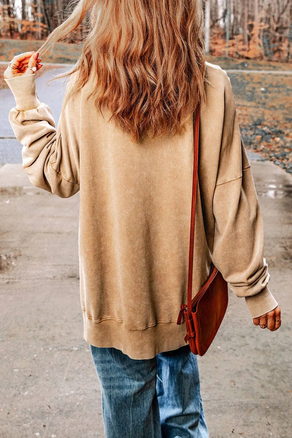 Loose Leopard GAME DAY Graphic Sweatshirt: Khaki / 75%Polyester 25%Cotton / L