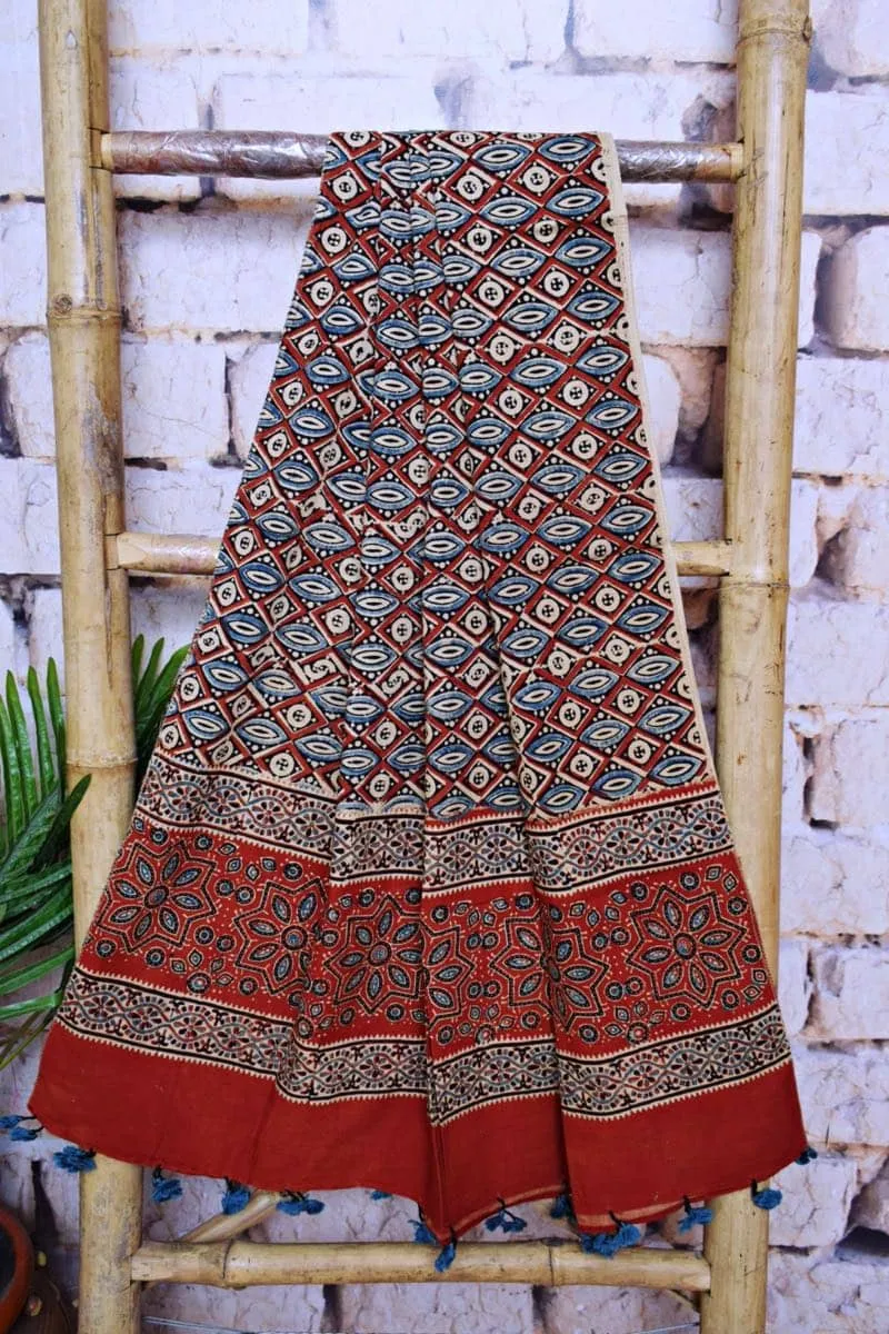 Madder Ajrakh Block Print Patchwork Suit