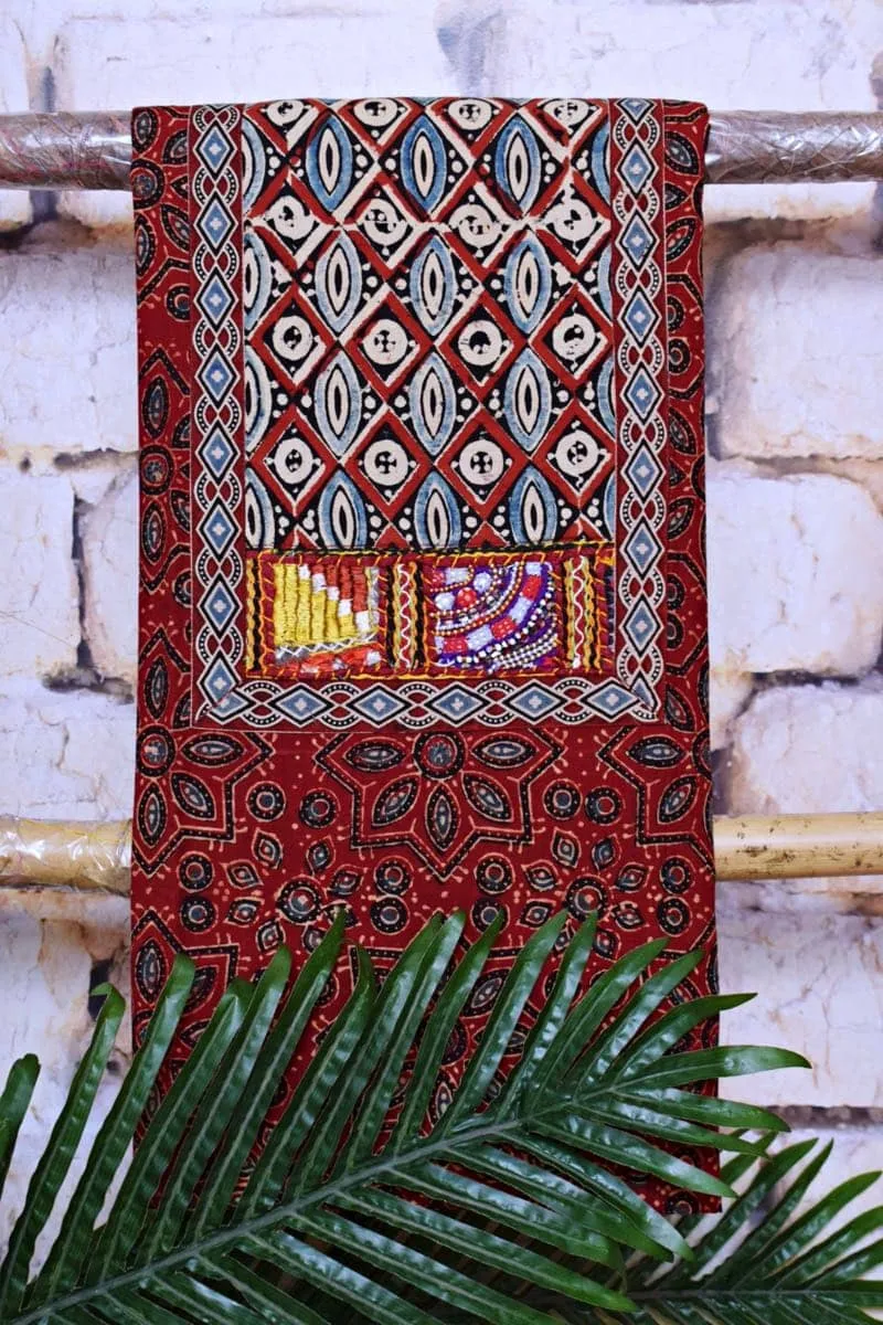 Madder Ajrakh Block Print Patchwork Suit