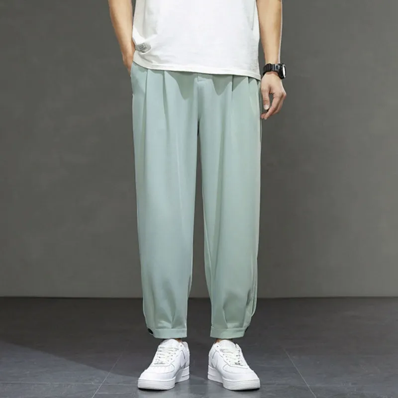 Men's Casual Loose Elastic Waist Sports Ninth Pants