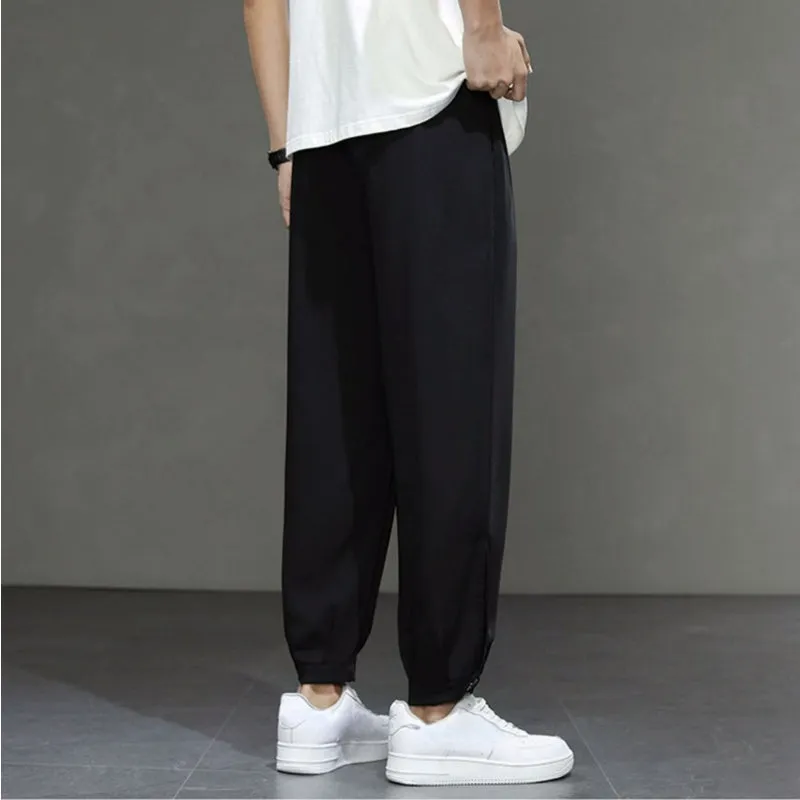 Men's Casual Loose Elastic Waist Sports Ninth Pants