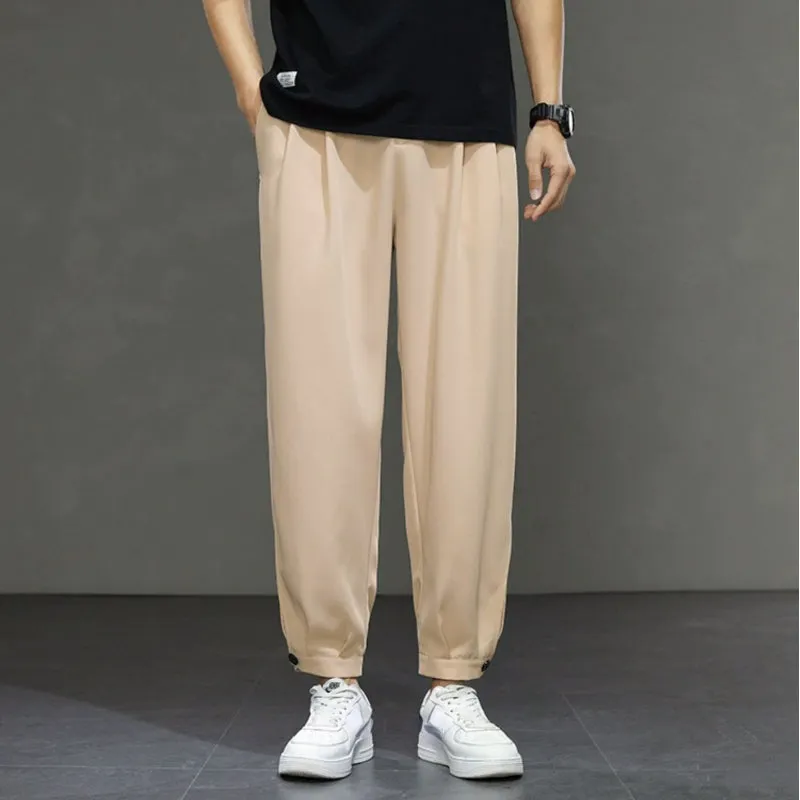 Men's Casual Loose Elastic Waist Sports Ninth Pants