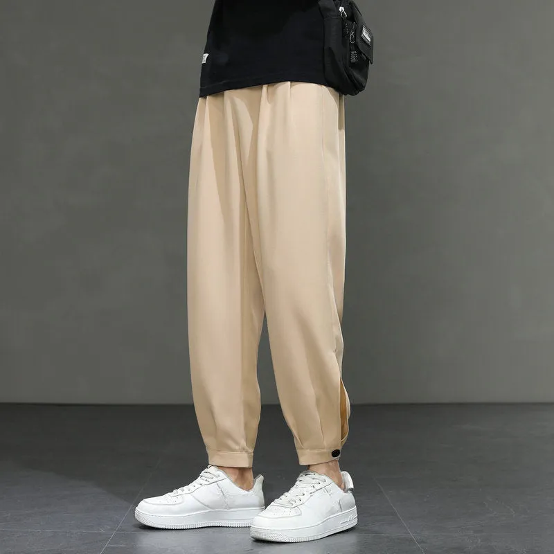 Men's Casual Loose Elastic Waist Sports Ninth Pants