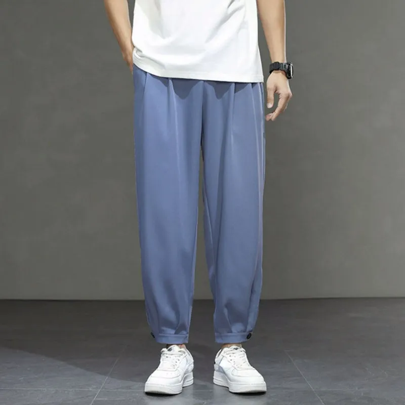 Men's Casual Loose Elastic Waist Sports Ninth Pants