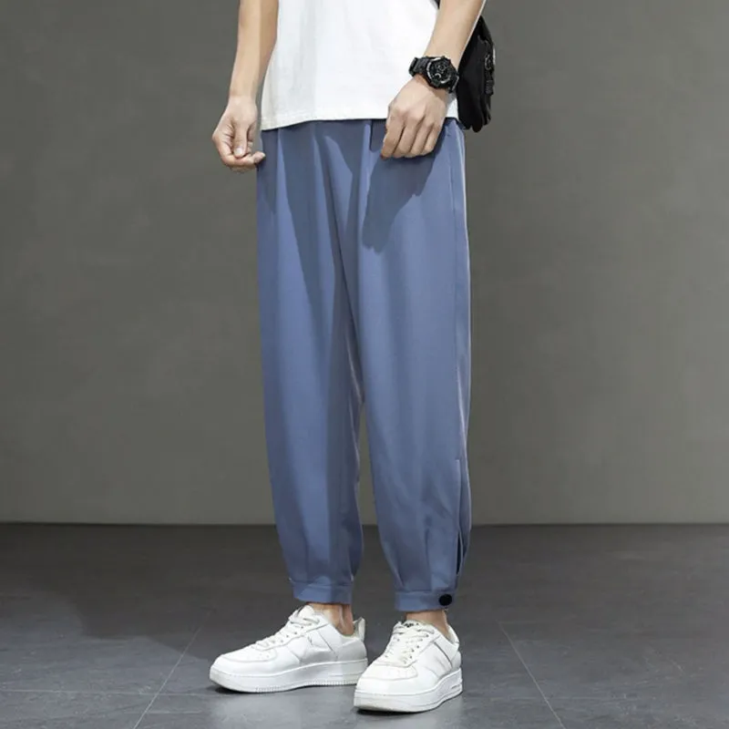 Men's Casual Loose Elastic Waist Sports Ninth Pants