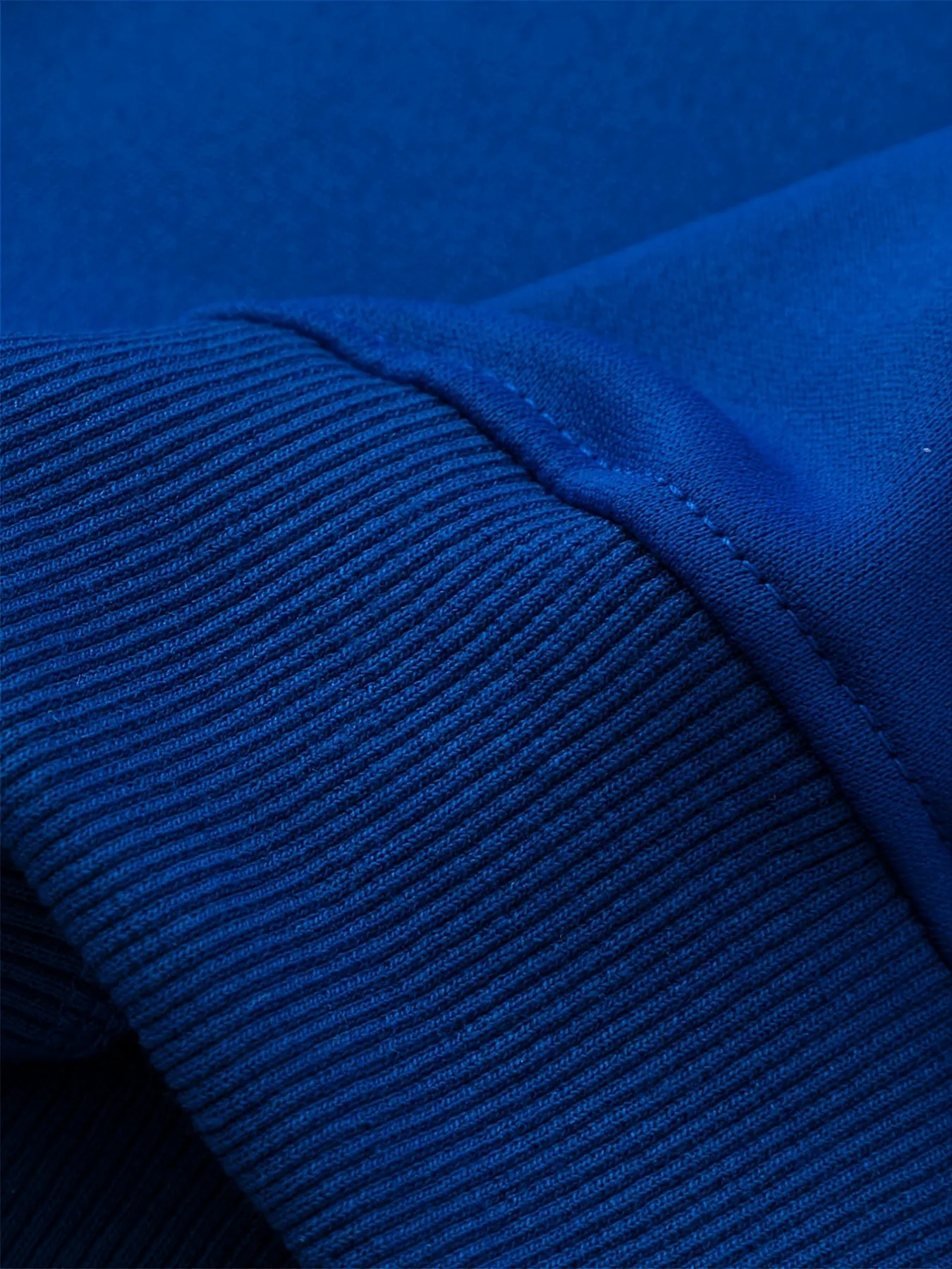Men's Twill Drop Shoulder Blue Round Neck Pullover Sweatshirt