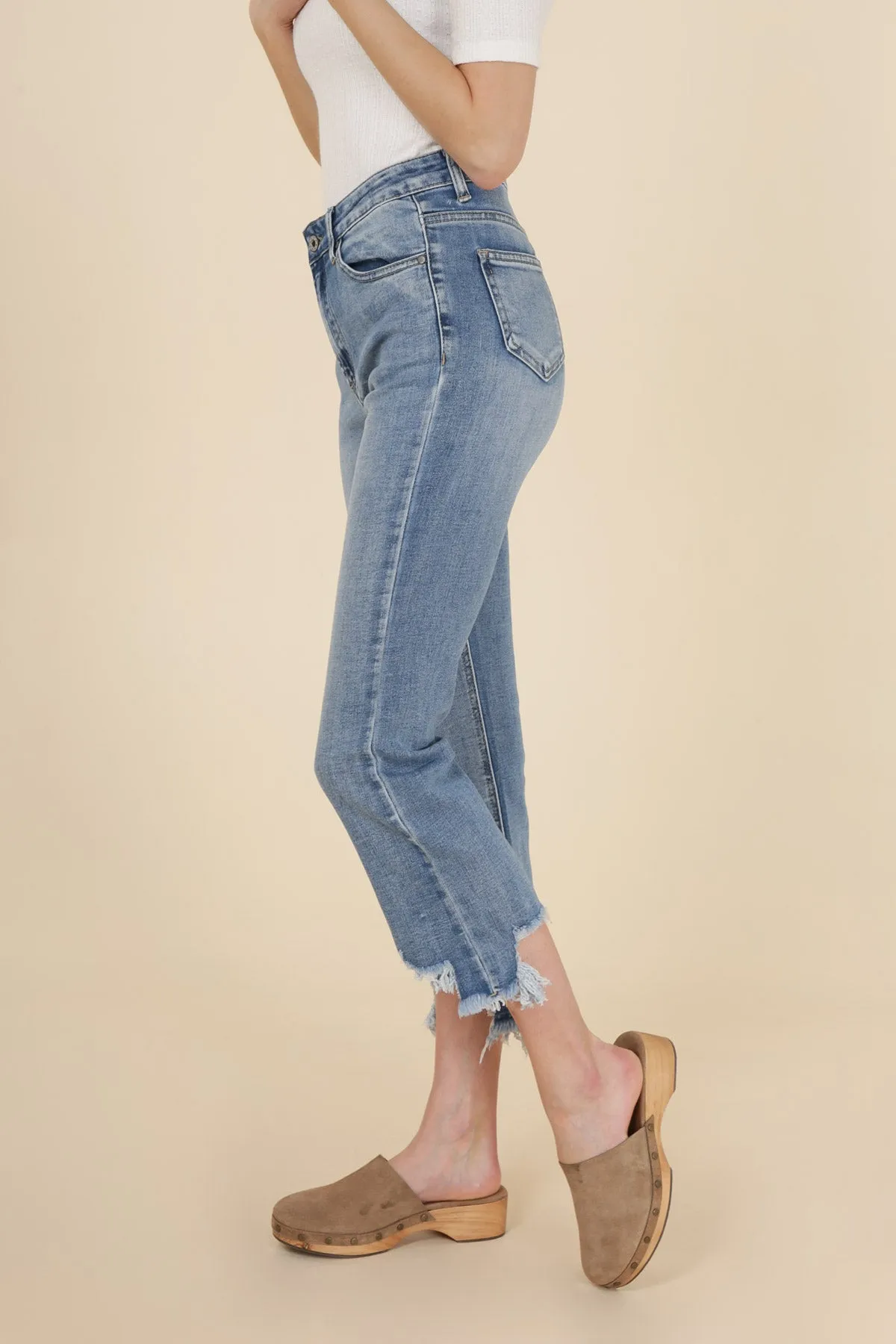 New Play Wide Leg Bottom Ripped Jeans