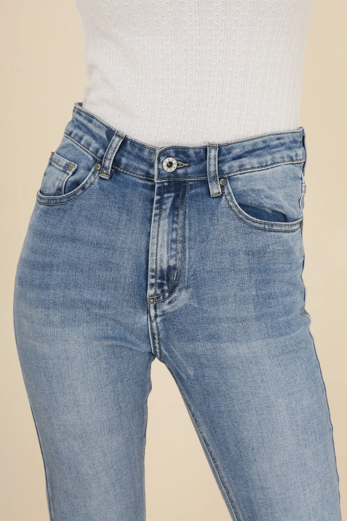 New Play Wide Leg Bottom Ripped Jeans