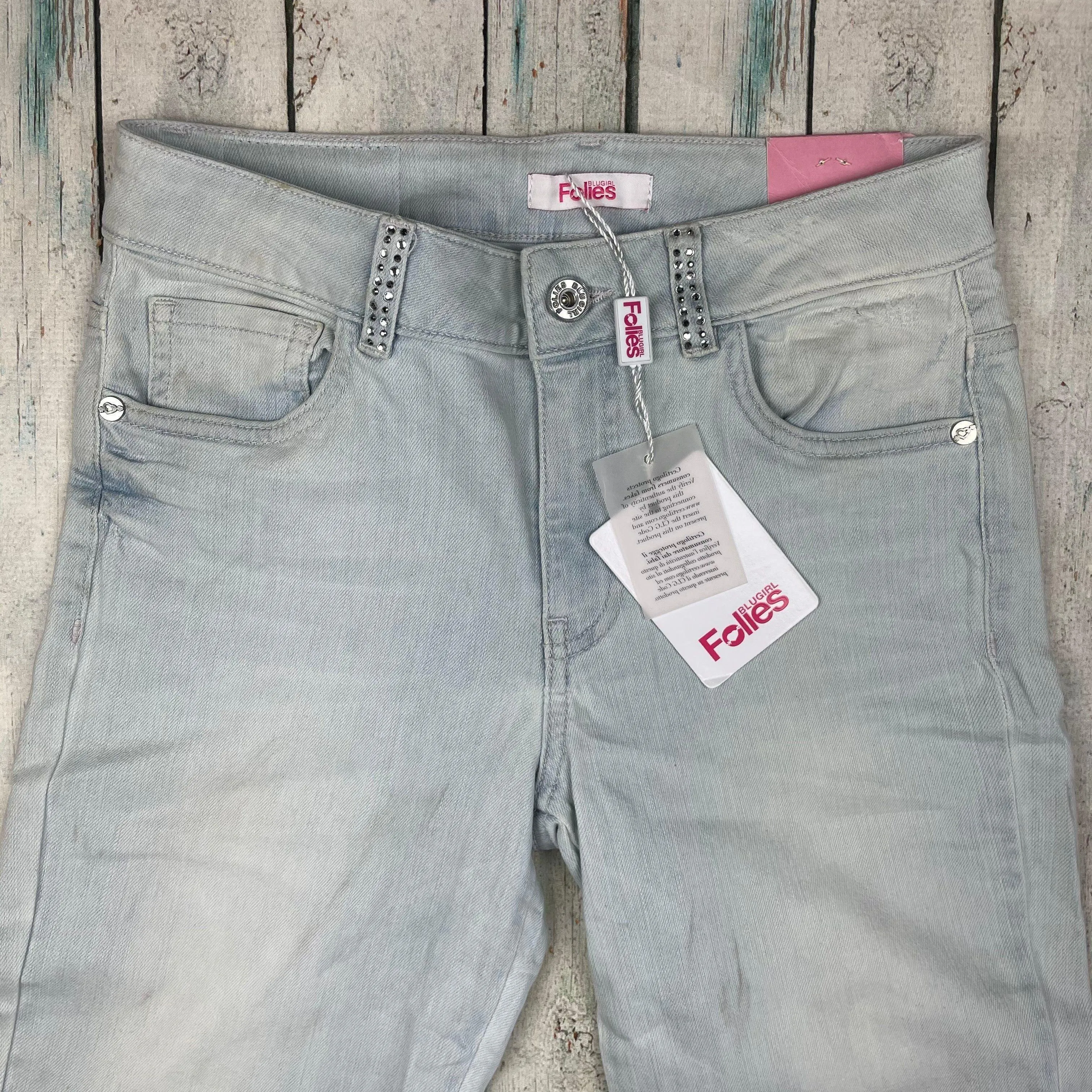 NWT -Blugirl Folies Jewelled Slim Fit Ripped Italian Jeans   -Size 27