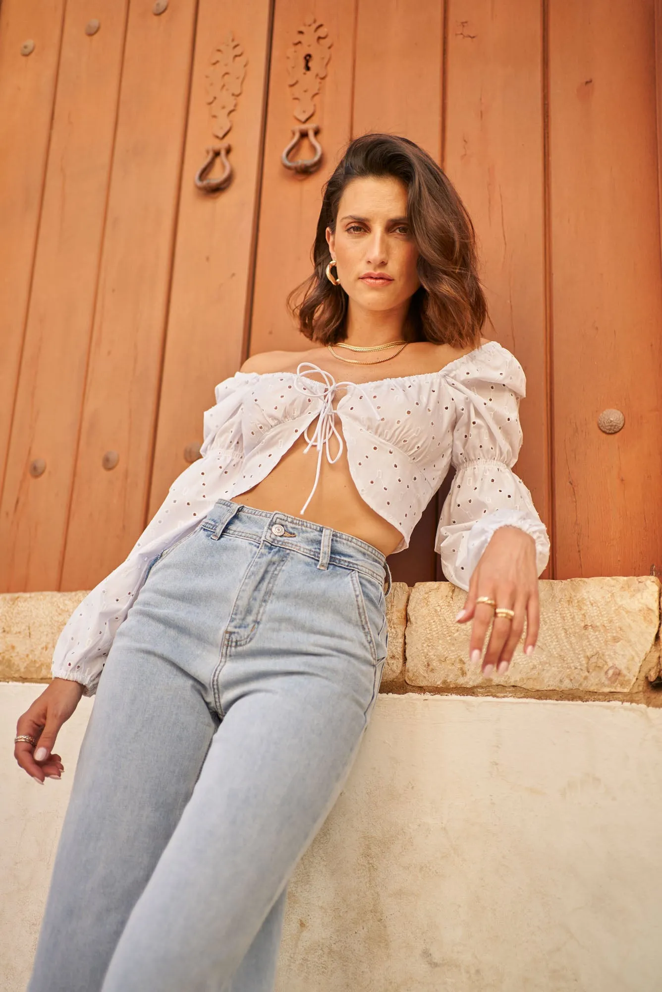 Oraije Ripped Bottom Wide-Leg Denim Jeans Wandeline