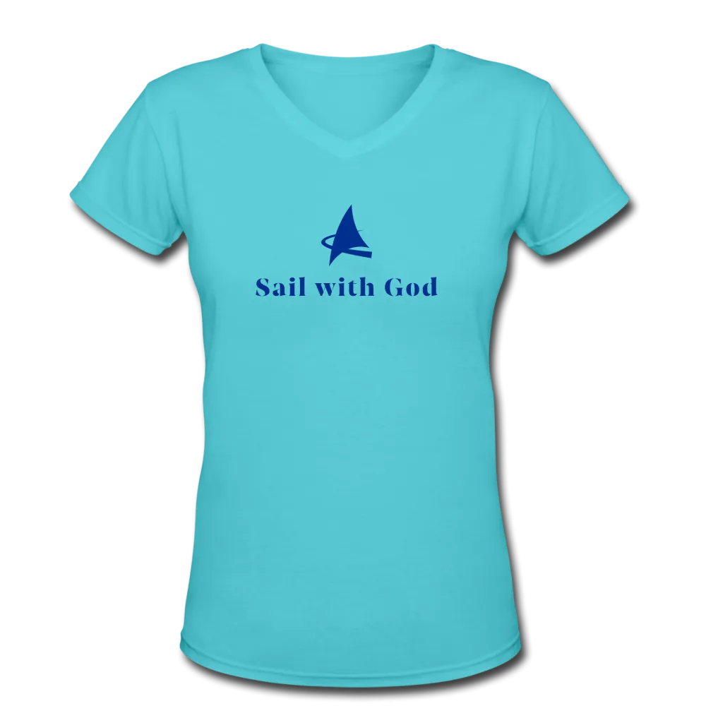 "Sail with God" V-Neck T-Shirt