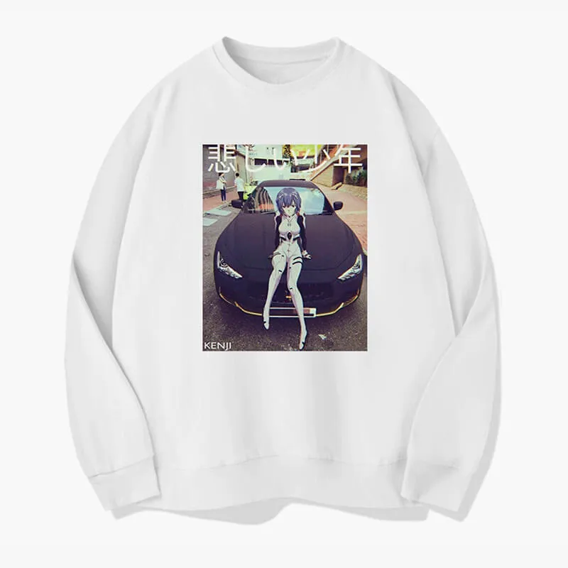 Rei Ayanami on a Car Anime Sweatshirt