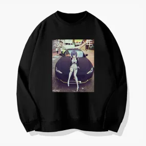 Rei Ayanami on a Car Anime Sweatshirt