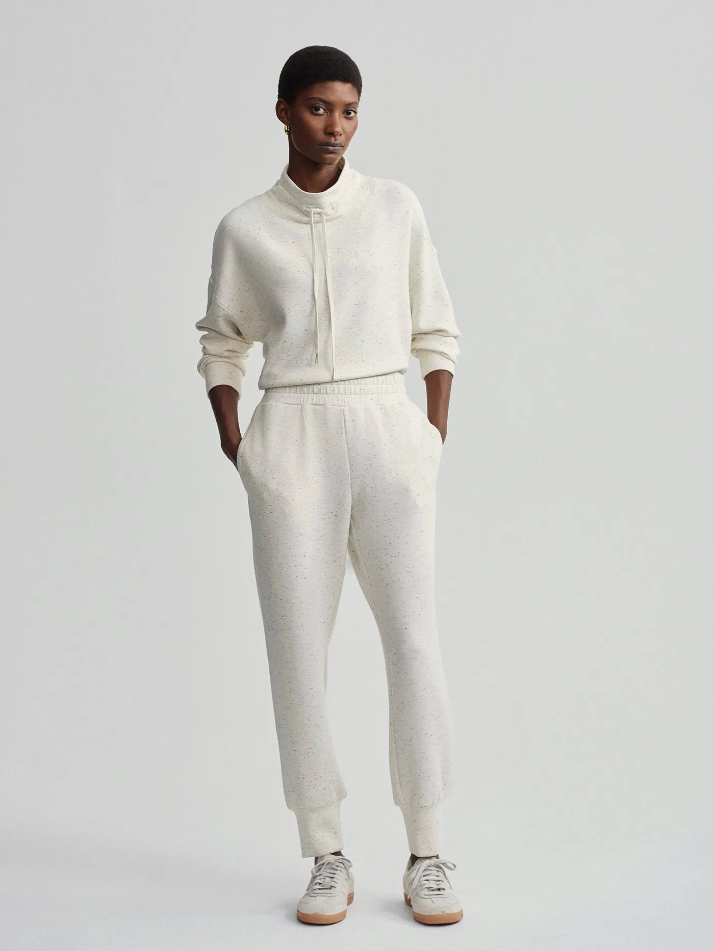The Slim Cuff Pant 27.5 in Ivory Marl Fleck