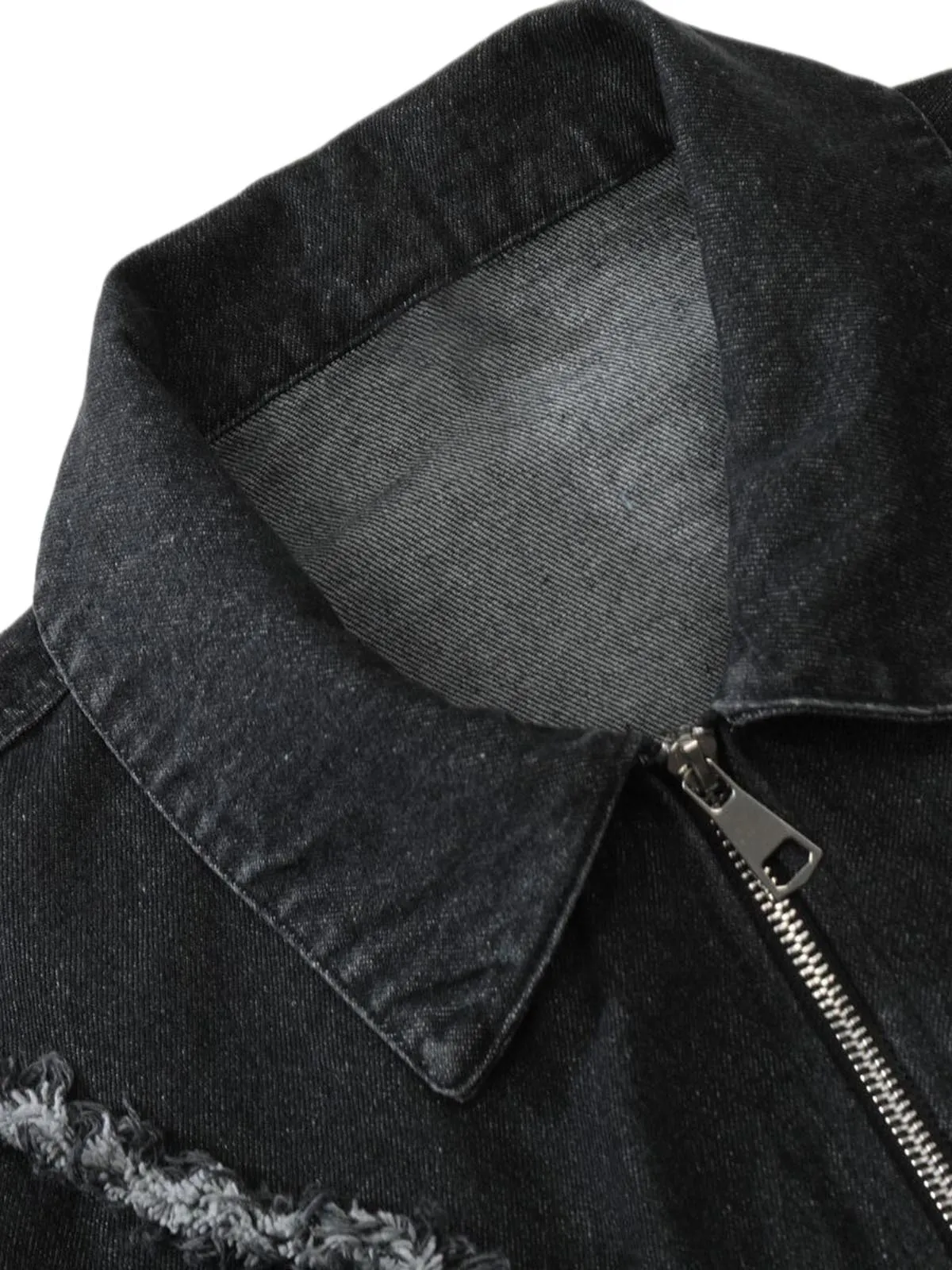 Thesupermade Heavy Raw Edge Zip Up Denim Jacket