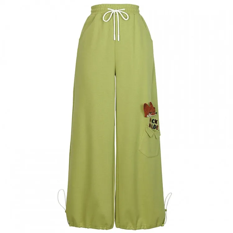 Zootopia Plush Nick Green Drawstring Cuff Straight-Leg Pants